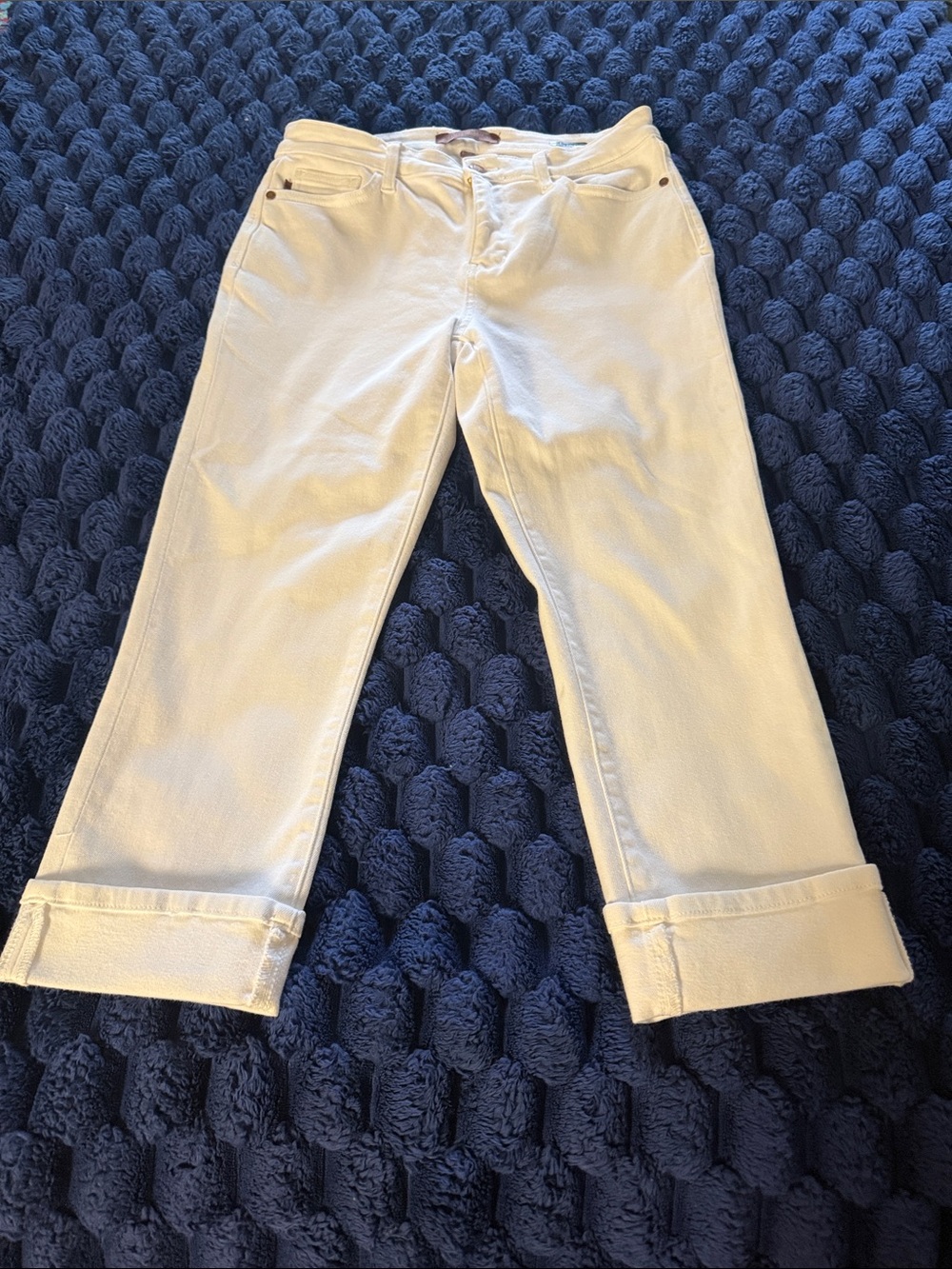 Judy Blue White Cuffed Boyfriend Jeans
